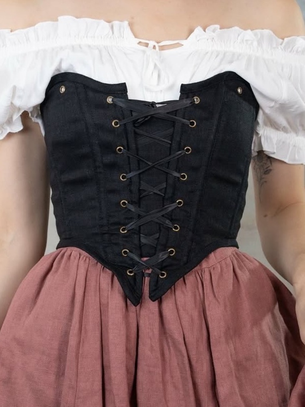 French Meadows Linen Black Corset Sz XL - Picture 3 of 5